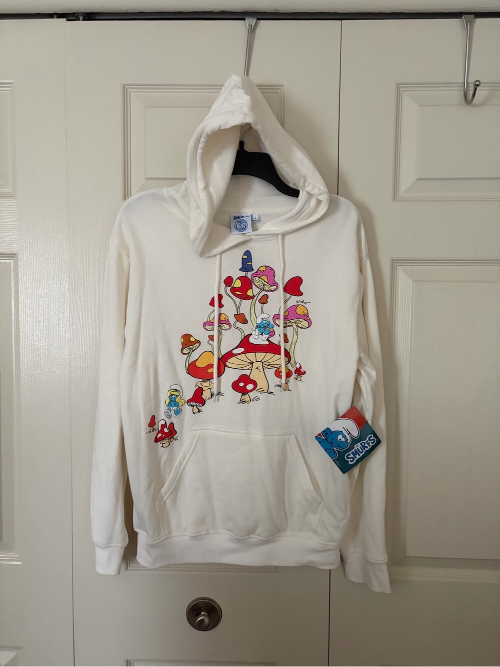Smurfs Graphic Mushroom BF Hoodie in White